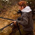 Beth photographing from a ravine, Western Australia.